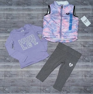 New! Toddler Girl's Hurley 3pc Shirt Vest Pants Outfit Size 2T - Picture 1 of 4