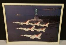 VTG 8.5"x11" SIGNED USAF US Air Force Thunderbirds PRINT Statue of Liberty 1989