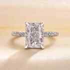 4 Ct Radiant Cut Simulated Diamond Women Wedding Ring 14k White Gold Finish