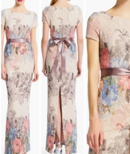 Vestido Adrianna Papell 4 Melinda Pastel Floral Tapiz Hada Madre de la Novia Nuevo - Imagen 1 de 18