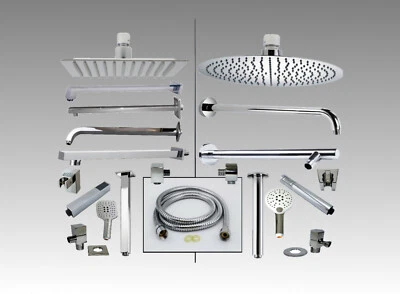 Duscharmatur Regendusche Dusche Duschkopf Duscharmaturen Edelstahl Eckig Rund - Bild 1 von 3