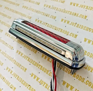 Hot Rod License Plate Light with 3rd Brake Light LED- Chrome Art Deco style. - Bild 1 von 9