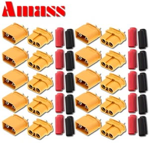 Amass XT60 XT60U Lipo Akku Stecker Buchse Goldstecker RC 60A / Schrumpfschlauch - Bild 1 von 17