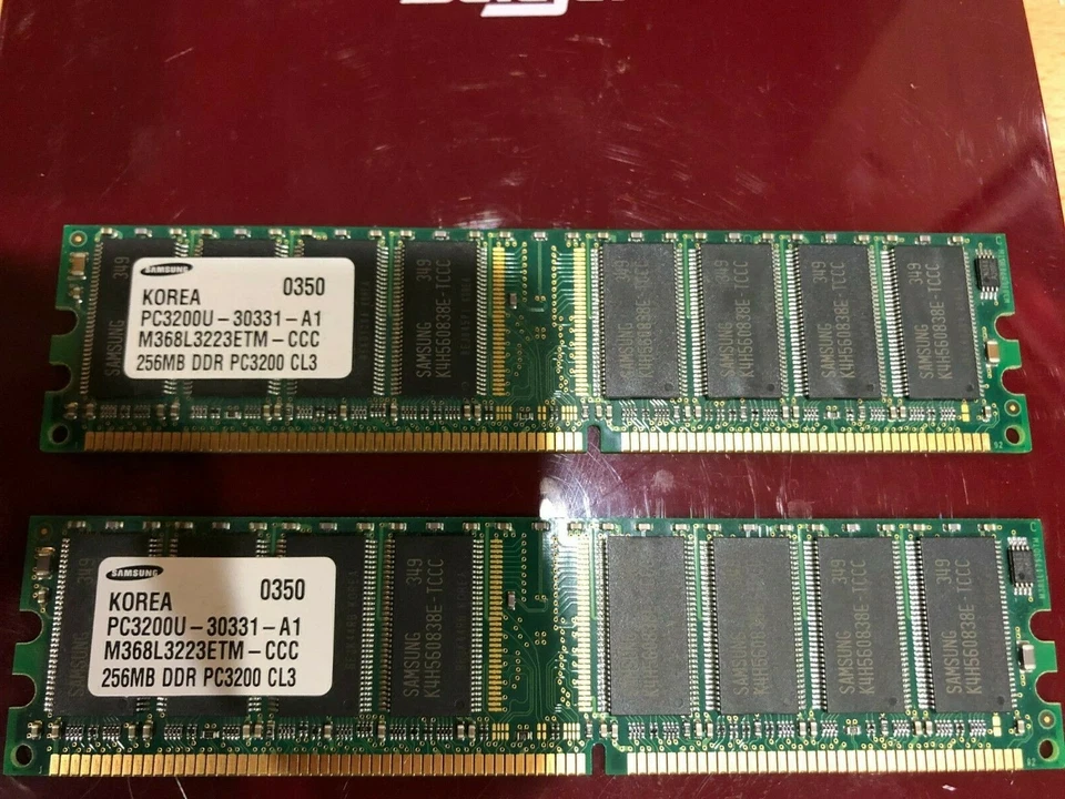 SAMSUNG M368L3223ETM-CCC 256MB PC3200 400MHZ 184-PIN NON-ECC DDR MEMORY (2x) - Image 1 of 1