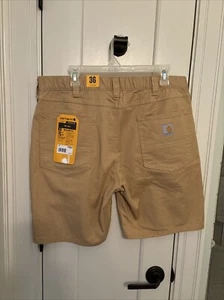 NEW NWT Carhartt Force STRETCH Relaxed Fit Work Shorts Mens size 36 tan khaki - Picture 1 of 7