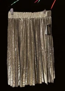 Metro Wear women’s size large metallic gold black pleated midi length skirt new - Picture 1 of 5