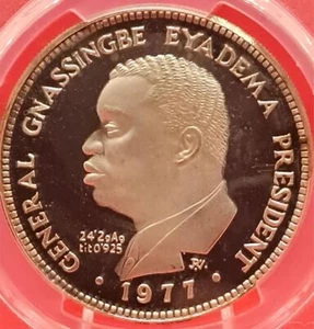 Togo 5000 francos 1977 - graduación profesional PR67 DCAM - ¡Solo 150 acuñados! ¡Rareza de plata! - Imagen 1 de 4