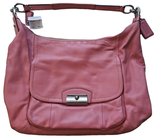 Borsa a mano Coach KRST grande in pelle rosa e argento nuova con etichette F22309