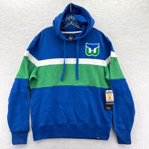 New '47 Hartford Whalers Hoodie Mens Medium Blue Sweatshirt Pullover Top NHL Cover