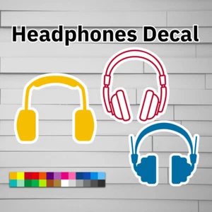 Headphones Decal (vinyl Sticker, Car laptop window tumbler water bottle) music s - Picture 1 of 7