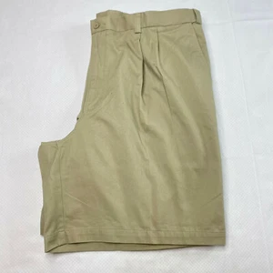 Puritan Mens Shorts sz 42 Khaki Pleated Chino High Rise Cotton Blend Stretch  - Picture 1 of 12
