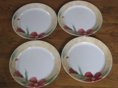 Vintage Corelle Pacific Bloom Set of 4 Dinner Plates Discontinued Pattern - Image 1 of 4