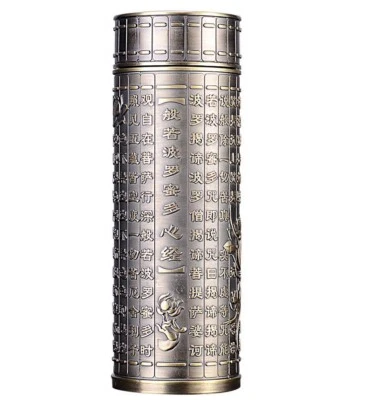 Copo de água filtro de chá garrafa térmica viagem budismo aço inoxidável coração sutra - Imagem 1 de 4