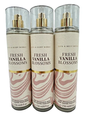 Bath & Body Works LOT of 3 Fresh Vanilla Blossoms Fine Fragrance Spray Mist 8 oz - Image 1 of 2