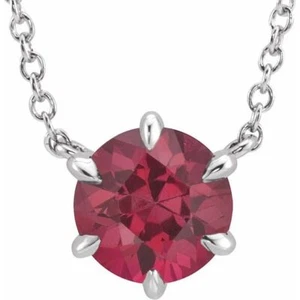 5mm Lab-Grown Ruby Solitaire 18" Necklace In Platinum - Picture 1 of 2