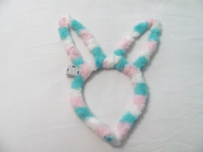 NEW BLUE, PINK & WHITE TIE-DYED PLUSH LIGHT-UP BUNNY HEADBAND - Image 1 of 3