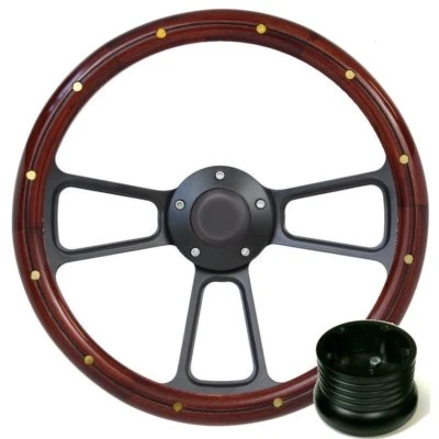 Mahogany Steering Wheel Complete Billet Kit for 1961-1964 Ford Truck F100 F250 - Image 1 of 4