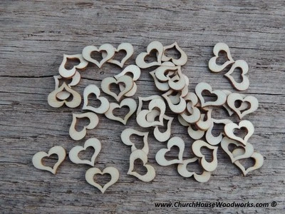 50 unidades 1/2" en blanco hueco corazón madera claro corazones mesa confeti forma madera Foto 1 de 2