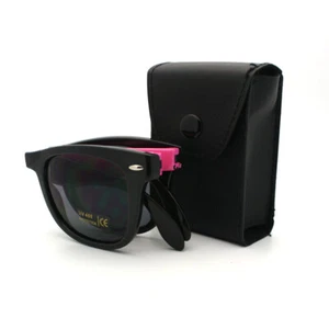 Gafas de sol compactas con estuche plegables con borde de cuernos retro SA106 - Imagen 1 de 14