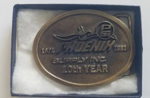 PSI Phoenix Supply Inc. 1971-1981 10th Year.. Brass Belt buckle. Wichita USA - Picture 1 of 2