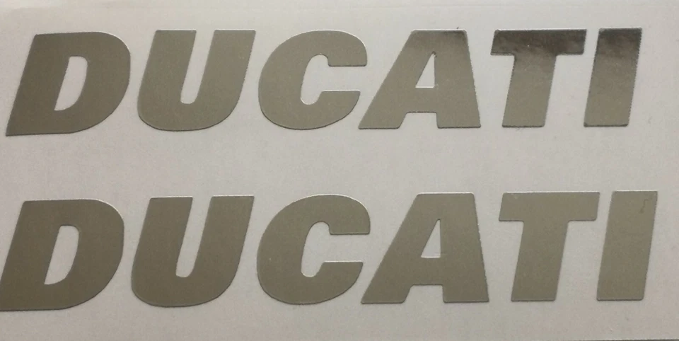 2 x DUCATI • Motorrad Aufkleber • 140x25mm • Sticker • Chrom • Schriftzug