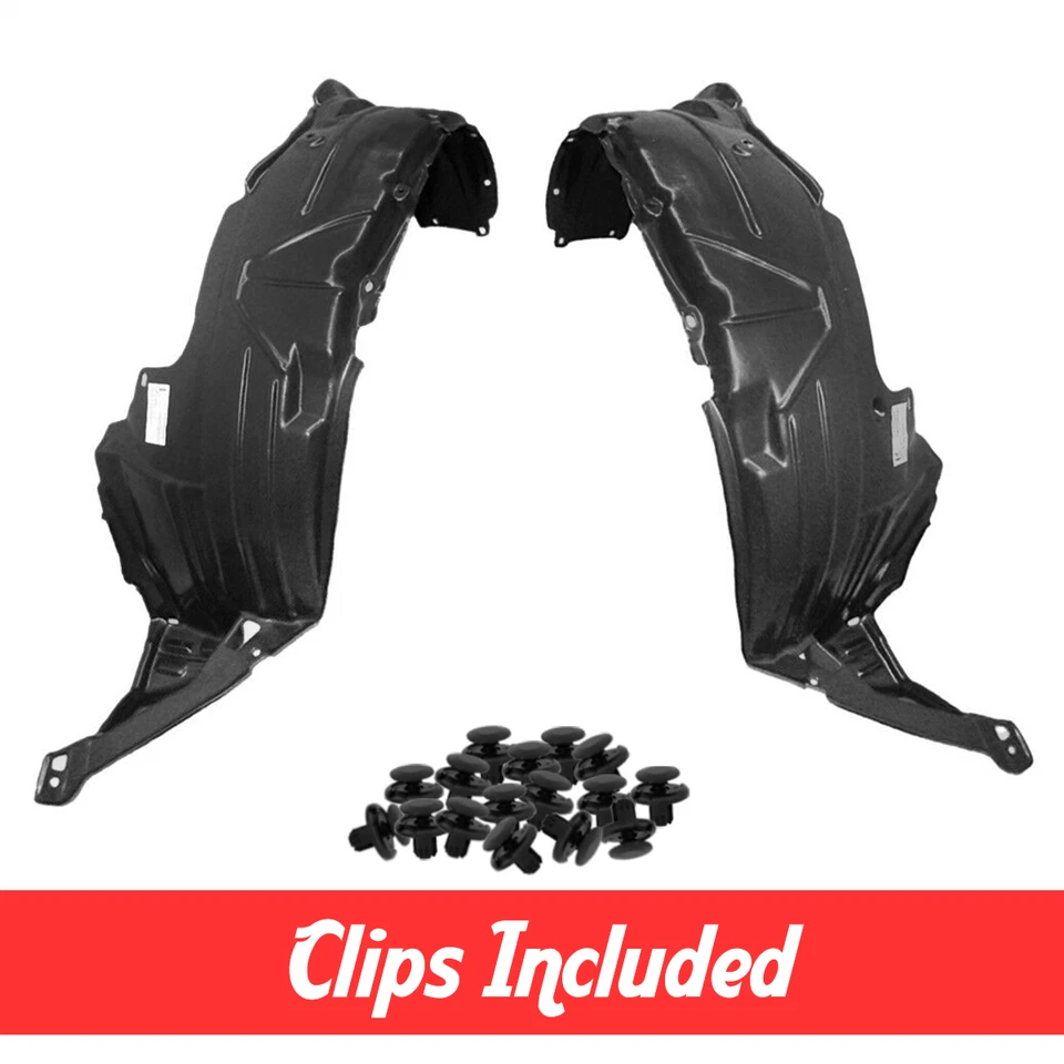 Front Driver & Passenger Side Fender Liner Set w/ Clips For 2002-2006 Honda CR-V - Image 1 of 4