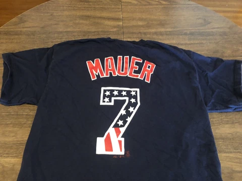 Joe Mauer Minnesota Twins USA Patriotic MLB Majestic Medium T Shirt Cover