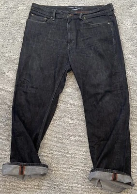 Banana Republic Jeans Mens 36x30 Black Straight Fit Orange Thread Selvedge Denim - Image 1 of 4