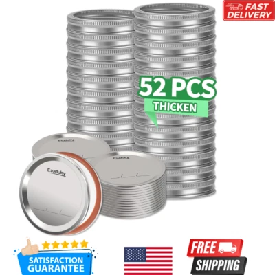 BRANDED Canning Lids and Rings 52 Count Regular Mouth Mason Jar Band For Ball Kerr Jars