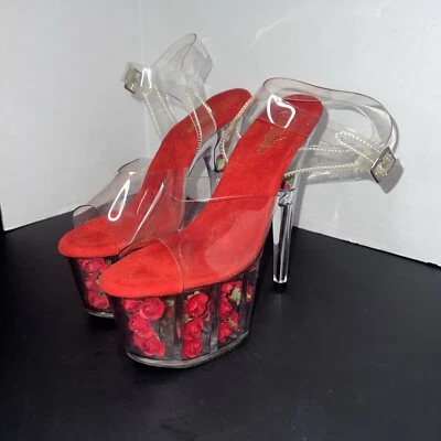 Pleaser Coqueto Flor Inserción Correa al Tobillo Tacones Altos Zapatos Adultos Mujeres ADORE/708FL Foto 1 de 4