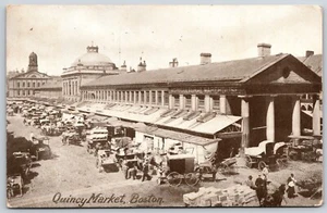 Postkarte MA Boston Quincy Markt landwirtschaftliche Lagerwagen Faneuil Hall 1906 - Bild 1 von 2