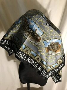 Italian Roma Scarf Architectural Design made of 100% Polyester 34 1/2" Square - Picture 1 of 4