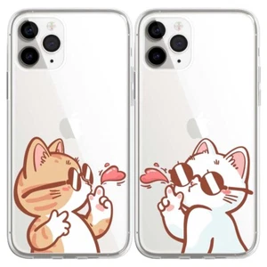 Funny Cute Cat Couple Lovers Phone Case for Iphone 16 15 14 13 12 11 ProMax XR 7 - Picture 1 of 7