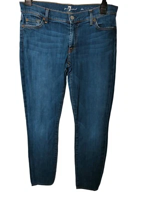 7 FOR ALL MANKIND The Skinny Jeans 31 29 Denim Blue Mid Rise Tapered Leg Stretch - Image 1 of 4