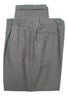 Pal Zileri Mens Charcoal Pleated Tweed Wool Dress Pants 37x29.5 - Image 1 of 3