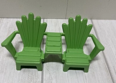 American Plastic Toys 2 绿色 Adirondack 椅子芭比娃娃尺寸 — 第 1/4 张图片