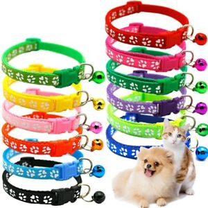 Pet Bell Collar Dog Cat Small Collars Paw Print for Kitten Puppy Adjustable