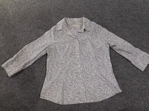 Coldwater creek Large top blue geometric Womens Button Up blouse Classic - Picture 1 of 13