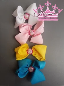 SO CUTE Pair Baby/Toddler Boutique Style UNICORN Hair Bow Piggies! L@@K! - Picture 1 of 15