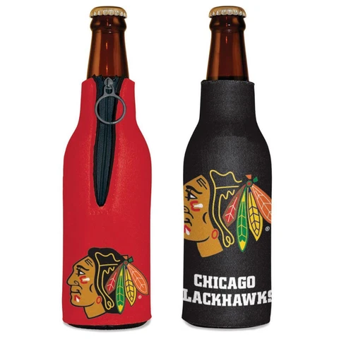 Chicago Blackhawks 12oz Two Sided Bottle Cooler [NEW] NHL Can Holder Foam Koozie Cover