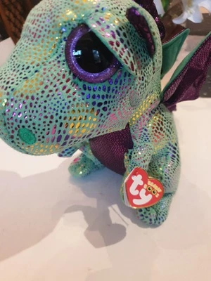 TY Beanie Boo Boos Animal Plush Kids Soft Toy CINDER THE DRAGON CREATURE 6" VGC - Image 1 of 4