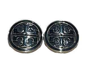 Tory Burch Black Gold Trim Metal Logo Replacement Button Medallions for Shoes - Picture 1 of 3