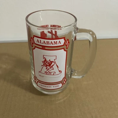 Vintage 1978 1979 Alabama Crimson Tide Football National Champions Glass Mug Cup - Image 1 of 3