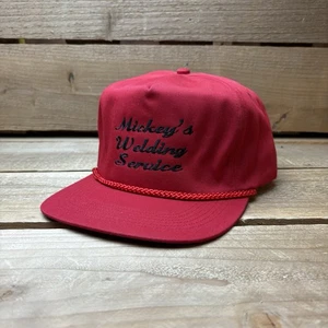 Vintage Mickey’s Welding Service Red Strapback Trucker Hat Cap - Picture 1 of 9