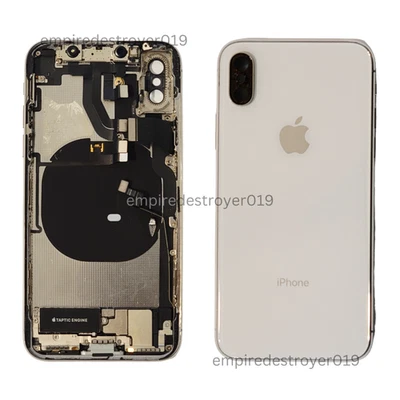 Marco de repuesto de carcasa trasera plateado original OEM - Grado B+ para Apple iPhone X Foto 1 de 3