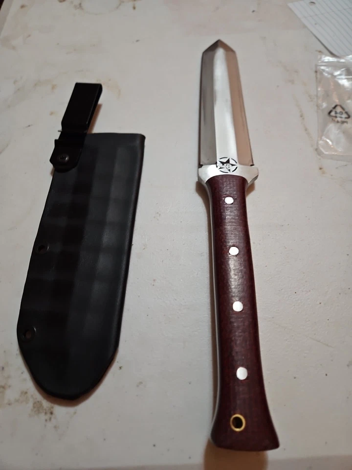 CFK Custom Dagger Knife Full Tang, Double-Edged Blade, Wood Handle, Kydex Sheath - Image 1 of 1