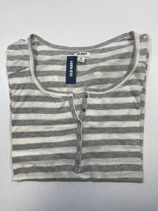 Camiseta manga corta XXL Old Navy para mujer gris blanco a rayas algodón mezcla modal - Imagen 1 de 7