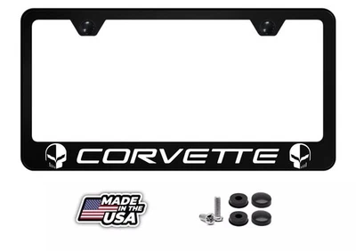 Corvette Racing Jake Skull IMSA License Plate Frame Stingray C7 Z07 Z51 Z06 C7R - Image 1 of 4