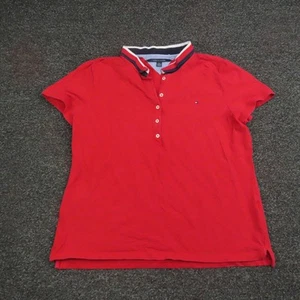 Polo Tommy Hilfiger donna 2XL rossa manica corta a righe logo classico - Foto 1 di 8