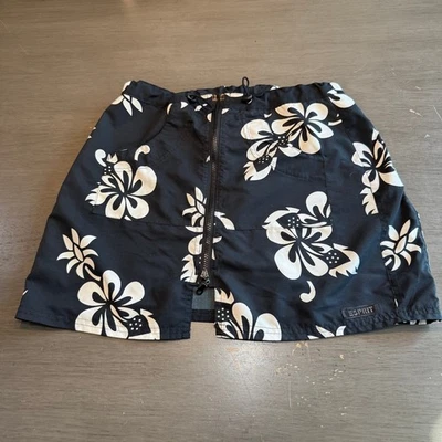 Esprit Black Floral Mini Skirt Swim Skirt Cover Up Beach Pool Summer Large - Image 1 of 4
